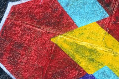 Grafiti çizimler parçası. Eski duvar boya lekeleri sokak sanatı kültür tarzı ile dekore edilmiştir. Çok renkli arka plan dokusu.