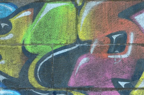 Fragment Von Graffiti Zeichnungen Die Alte Wand Mit Farbflecken Stil — Stockfoto