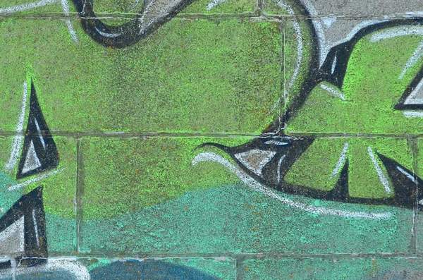 Fragment Graffiti Výkresů Staré Zdi Zdobené Skvrn Stylu Street Artu — Stock fotografie