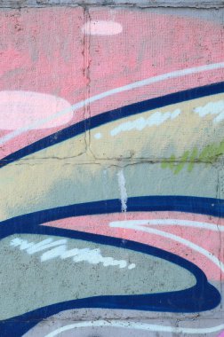 Grafiti çizimler parçası. Eski duvar boya lekeleri sokak sanatı kültür tarzı ile dekore edilmiştir. Yeşil tonlarında renkli arka plan doku.