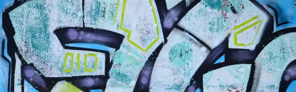 Fragment Von Graffiti Zeichnungen Die Alte Wand Mit Farbflecken Stil — Stockfoto