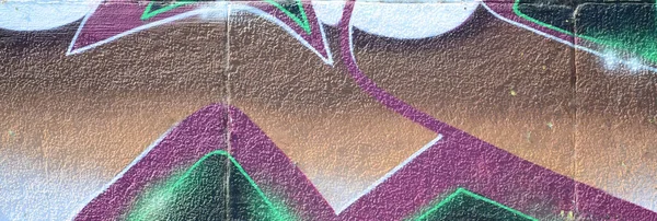 落書き図面のフラグメント 古い壁塗料の汚れストリート アート文化のスタイルで飾られています 冷たいトーンの色の背景のテクスチャ — ストック写真