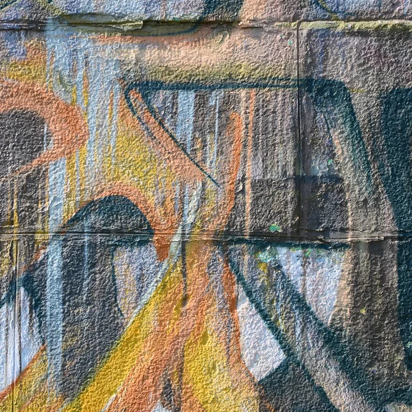 Fragment Von Graffiti Zeichnungen Die Alte Wand Mit Farbflecken Stil — Stockfoto