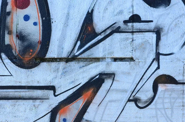 Fragmento Desenhos Grafite Parede Velha Decorada Com Manchas Tinta Estilo Fotografia De Stock