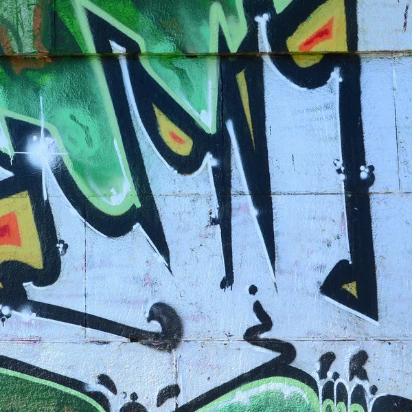 Θραύσμα Από Graffiti Σχέδια Παλιό Τείχος Διακοσμημένα Λεκέδες Χρωμάτων Στο — Φωτογραφία Αρχείου