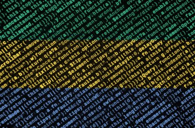 Gabon bayrak üstünde perde program kodu ile tasvir edilir. Modern teknoloji ve site geliştirme kavramı.