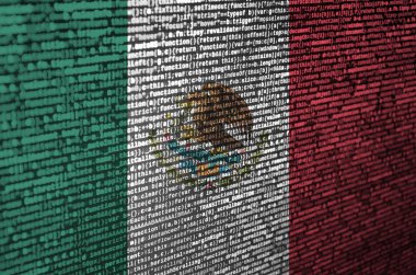Mexico flag  is depicted on the screen with the program code. The concept of modern technology and site development. clipart