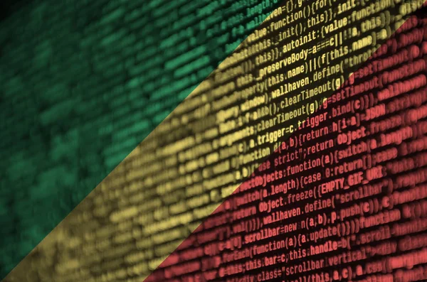 Bandeira Congo Representado Tela Com Código Programa Conceito Tecnologia Moderna — Fotografia de Stock