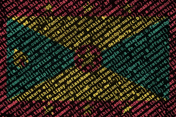 Flaga Grenady Jest Przedstawiony Ekranie Kodu Programu Koncepcja Rozwoju Nowoczesnych — Zdjęcie stockowe
