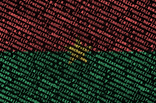 Bendera Burkina Faso Digambarkan Layar Dengan Kode Program Konsep Teknologi — Stok Foto