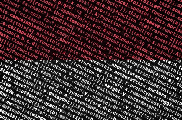 Прапор Індонезії Відображений Екрані Програмного Коду Концепція Сучасні Технології Створення — стокове фото