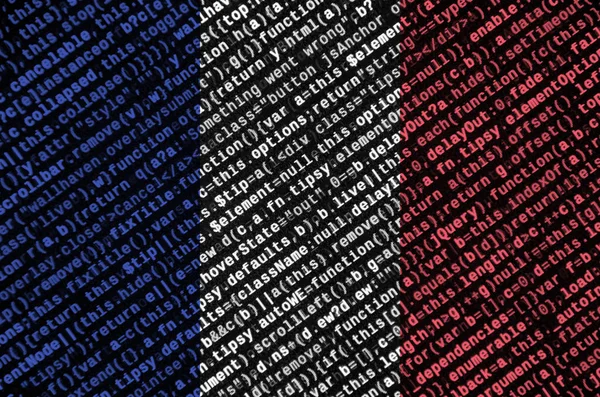 Σημαία Γαλλίας Απεικονίζεται Στην Οθόνη Τον Κωδικό Προγράμματος Έννοια Της — Φωτογραφία Αρχείου