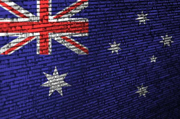 Bandera Australia Muestra Pantalla Con Código Del Programa Concepto Tecnología — Foto de Stock