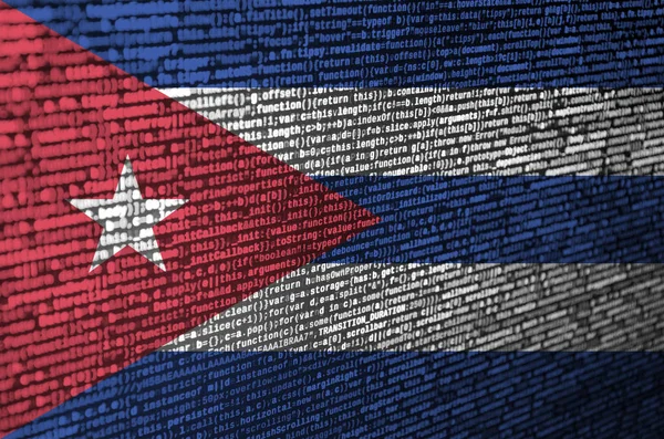 Cuba flag  is depicted on the screen with the program code. The concept of modern technology and site development.