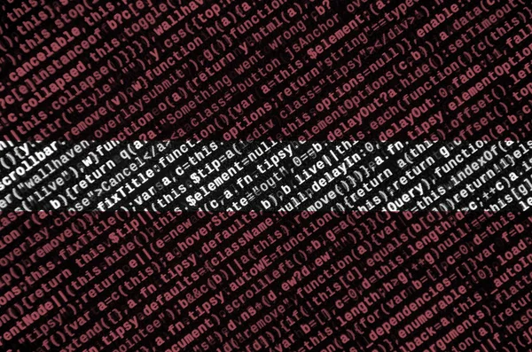 Bandeira Letónia Representada Tela Com Código Programa Conceito Tecnologia Moderna — Fotografia de Stock