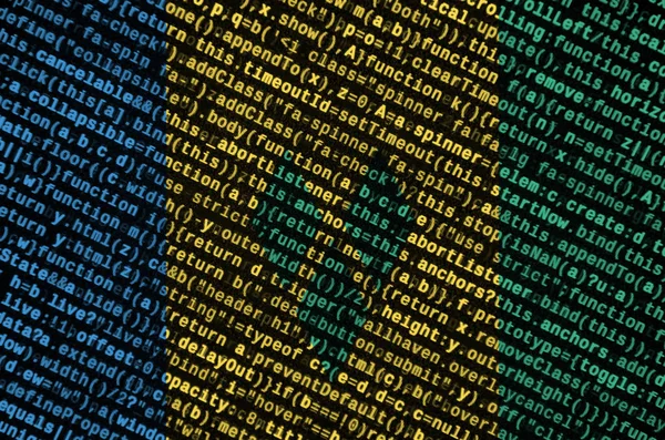 Saint vincent und die Grenadinen-Flagge ist auf dem Bildschirm mit dem Programmcode abgebildet. das Konzept der modernen Technologie und Standortentwicklung. — Stockbild Saint Vincent Und Die Grenadinen Flagge Ist Auf Dem Bildschirm — Stockfoto