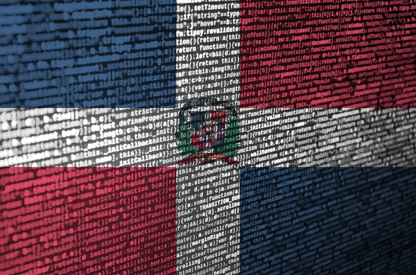 Bandera República Dominicana Muestra Pantalla Con Código Del Programa Concepto — Foto de Stock