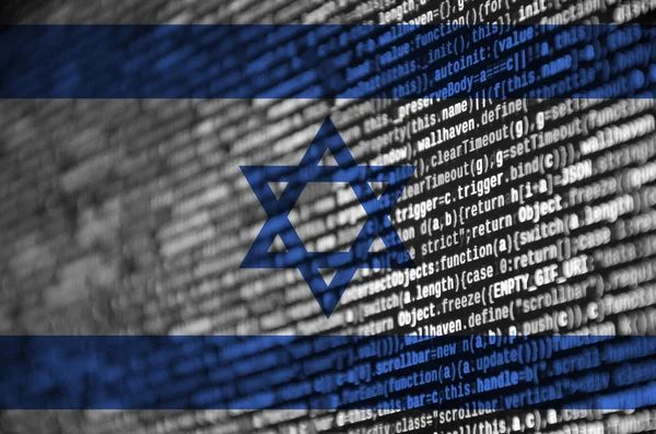 Flaga Izraela Jest Przedstawiony Ekranie Kodu Programu Koncepcja Rozwoju Nowoczesnych — Zdjęcie stockowe