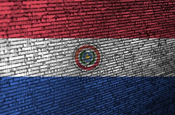 Прапор Парагваю Відображений Екрані Програмного Коду Концепція Сучасні Технології Створення — стокове фото