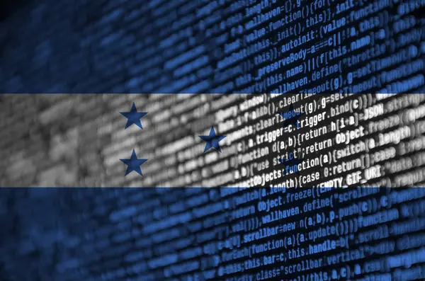 Bandera Honduras Muestra Pantalla Con Código Del Programa Concepto Tecnología —  Fotos de Stock