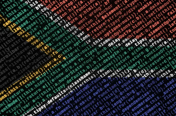 Vlajka Jižní Afrika Zobrazen Obrazovce Kódem Programu Koncepce Vývoje Moderní — Stock fotografie