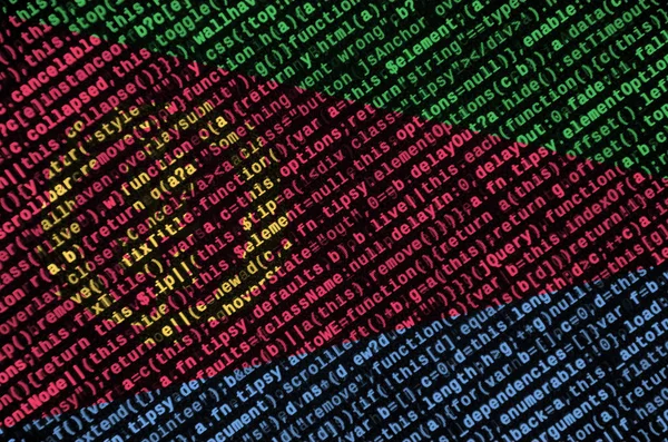 Flaga Erytrei Jest Przedstawiony Ekranie Kodu Programu Koncepcja Rozwoju Nowoczesnych — Zdjęcie stockowe