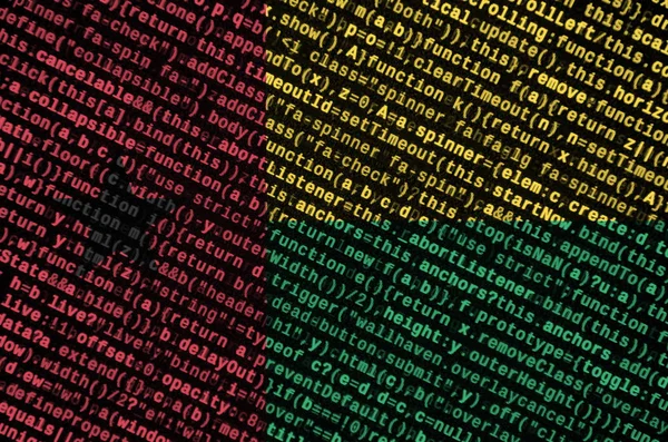 Flaga Gwinei Bissau Jest Przedstawiony Ekranie Kodu Programu Koncepcja Rozwoju — Zdjęcie stockowe