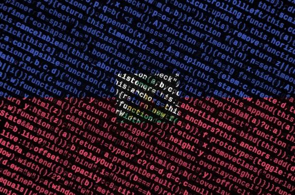 Flaga Haiti Jest Przedstawiony Ekranie Kodu Programu Koncepcja Rozwoju Nowoczesnych — Zdjęcie stockowe
