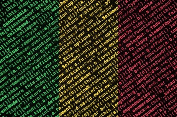 Bendera Mali Digambarkan Layar Dengan Kode Program Konsep Teknologi Modern — Stok Foto