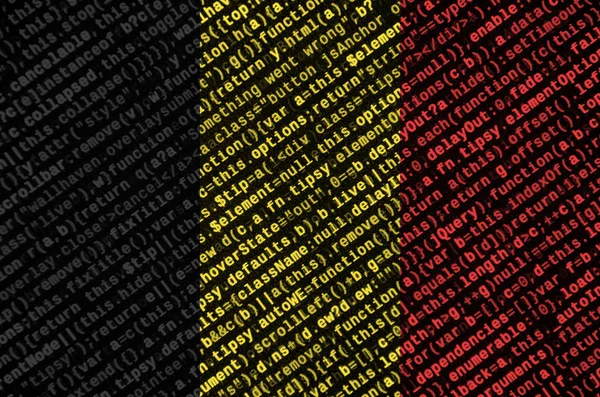 Bandera Bélgica Representa Pantalla Con Código Del Programa Concepto Tecnología —  Fotos de Stock