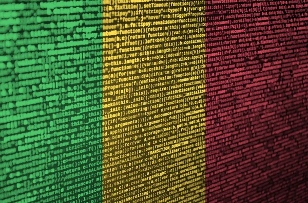 Drapeau Mali Est Représenté Écran Avec Code Programme Concept Technologie — Photo