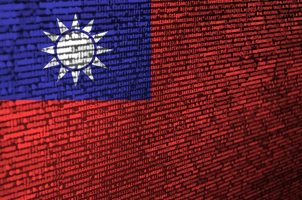 Флаг Тайваня Изображен Экране Программным Кодом Концепция Современных Технологий Разработка — стоковое фото