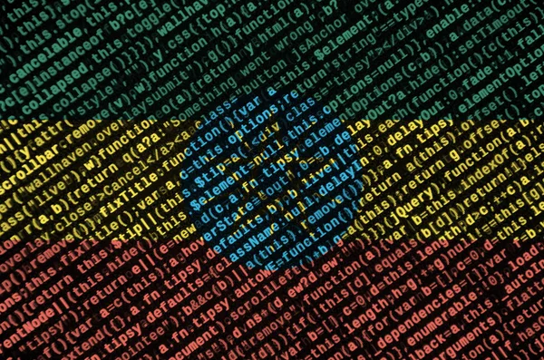 Flaga Etiopii Jest Przedstawiony Ekranie Kodu Programu Koncepcja Rozwoju Nowoczesnych — Zdjęcie stockowe