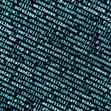 Büyük veri ve Internet şeyler trend. Bu uzman çalışma alanı. Laptop ekran portre resmi web sitesi Html kodu. Büyük veri depolama ve temsil bulut