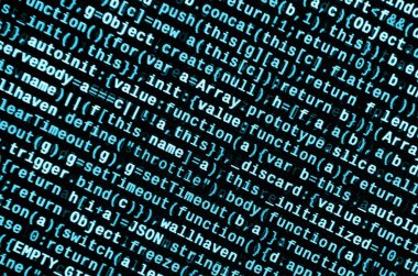 Büyük veri ve Internet şeyler trend. Bu uzman çalışma alanı. Laptop ekran portre resmi web sitesi Html kodu. Büyük veri depolama ve temsil bulut