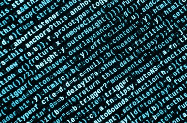 Büyük veri ve Internet şeyler trend. Bu uzman çalışma alanı. Laptop ekran portre resmi web sitesi Html kodu. Büyük veri depolama ve temsil bulut