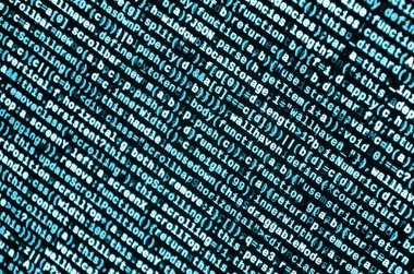 Büyük veri ve Internet şeyler trend. Bu uzman çalışma alanı. Laptop ekran portre resmi web sitesi Html kodu. Büyük veri depolama ve temsil bulut
