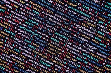 Laptop programlama kod yazma. Bilgisayar ekranında dijital ikili veri. Proje yöneticileri yeni fikir çalışır. Yazılım mühendisi iş başında. Yazılım arka plan. Modern teknoloji