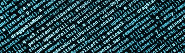 JavaScript kodu metin düzenleyicisinde. Siber kavramı kodlama. Javascript kod geliştirme web ekran. SEO kavramları daha iyi Serp için uygulama. HTML biçimlendirme dili portre. Web sitesi tasarımı