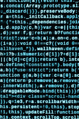 JavaScript kodu metin düzenleyicisinde. Siber kavramı kodlama. Javascript kod geliştirme web ekran. SEO kavramları daha iyi Serp için uygulama. HTML biçimlendirme dili portre. Web sitesi tasarımı