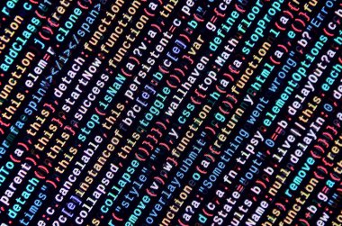 JavaScript işlevleri, değişkenleri, nesneler. İşlev kaynak kodu closeup izlemek. Bu uzman çalışma alanı. Büyük veri ve Internet şeyler trend. HTML Web sitesi yapısı. Web sitesi programlama kodu