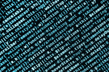 Laptop programlama kod yazma. Bilgisayar ekranında dijital ikili veri. Proje yöneticileri yeni fikir çalışır. Yazılım mühendisi iş başında. Yazılım arka plan. Modern teknoloji