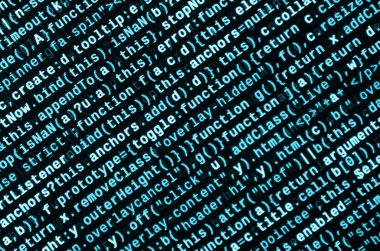 Laptop programlama kod yazma. Bilgisayar ekranında dijital ikili veri. Proje yöneticileri yeni fikir çalışır. Yazılım mühendisi iş başında. Yazılım arka plan. Modern teknoloji