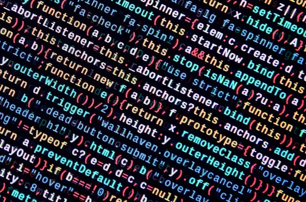 Javascript Code Text Editor Coding Cyberspace Concept Screen Web Developing — Stock Photo, Image
