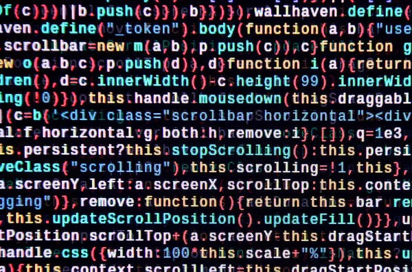 Javascript Code Texteditor Codierung Cyberspace Konzept Bildschirm Der Web Entwicklung — Stockfoto