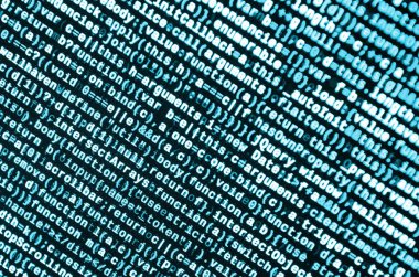 Laptop programlama kod yazma. Bilgisayar ekranında dijital ikili veri. Proje yöneticileri yeni fikir çalışır. Yazılım mühendisi iş başında. Yazılım arka plan. Modern teknoloji