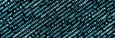 JavaScript kodu metin düzenleyicisinde. Siber kavramı kodlama. Javascript kod geliştirme web ekran. SEO kavramları daha iyi Serp için uygulama. HTML biçimlendirme dili portre. Web sitesi tasarımı