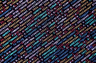 Laptop programlama kod yazma. Bilgisayar ekranında dijital ikili veri. Proje yöneticileri yeni fikir çalışır. Yazılım mühendisi iş başında. Yazılım arka plan. Modern teknoloji