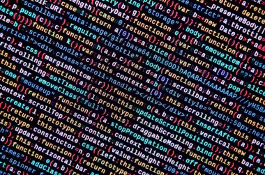 Büyük veri ve Internet şeyler trend. Bu uzman çalışma alanı. Laptop ekran portre resmi web sitesi Html kodu. Büyük veri depolama ve temsil bulut
