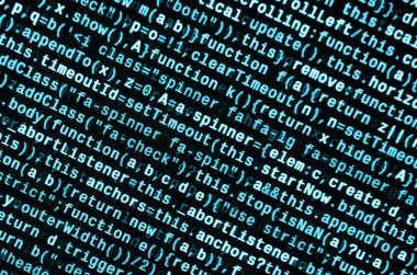 Laptop programlama kod yazma. Bilgisayar ekranında dijital ikili veri. Proje yöneticileri yeni fikir çalışır. Yazılım mühendisi iş başında. Yazılım arka plan. Modern teknoloji